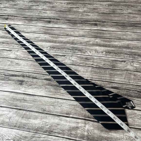 Nordstrom Mens Black White Grey Gray Diagonal Stripe Patterned Silk Tie One Size - Picture 6 of 7